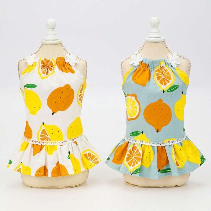 Pet Clothing Dog Cat Dress Lemon Skirt, Size: L(White)