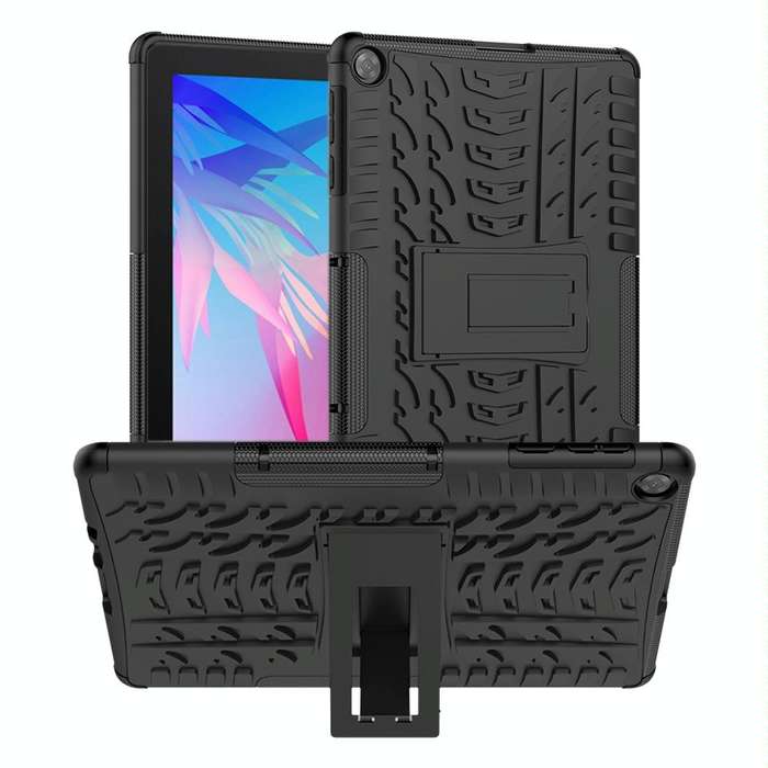 For Huawei MatePad T10/T10S/Enjoy 2 Tire Texture Shockproof TPU+PC Protective Case with Holder(Bl...