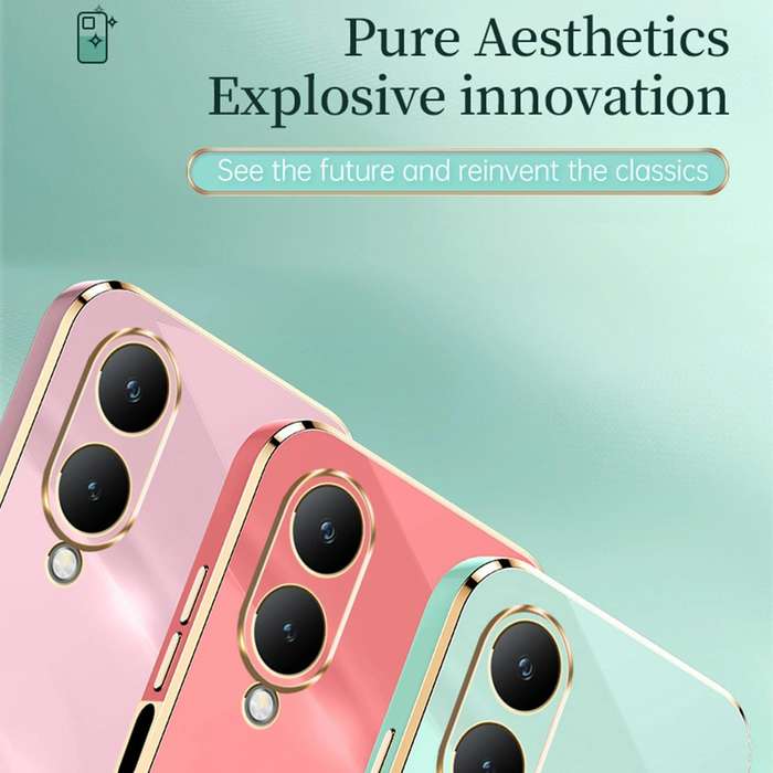 For vivo Y17S 4G XINLI Straight Edge 6D Electroplate TPU Phone Case with Ring Holder(Celestial Blue)