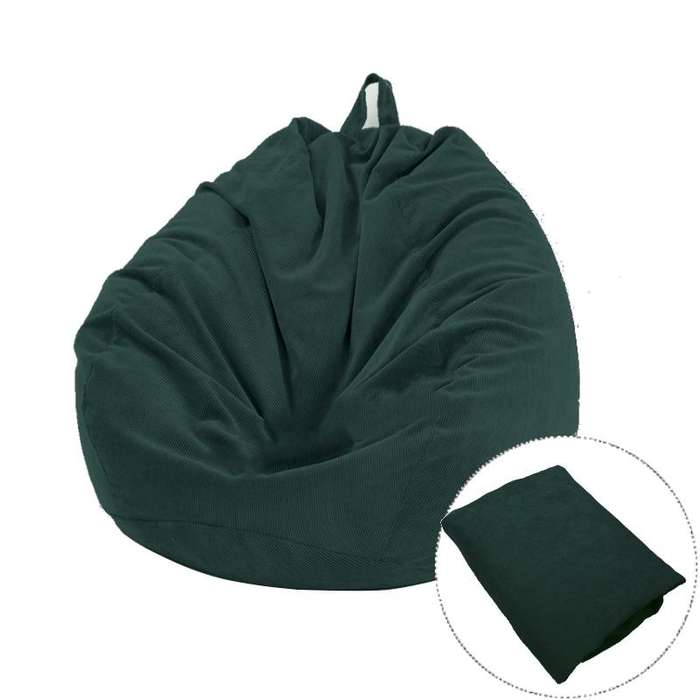 Corduroy Lazy Bean Bag Chair Sofa Cover, Size:85x110cm(Dark Green)