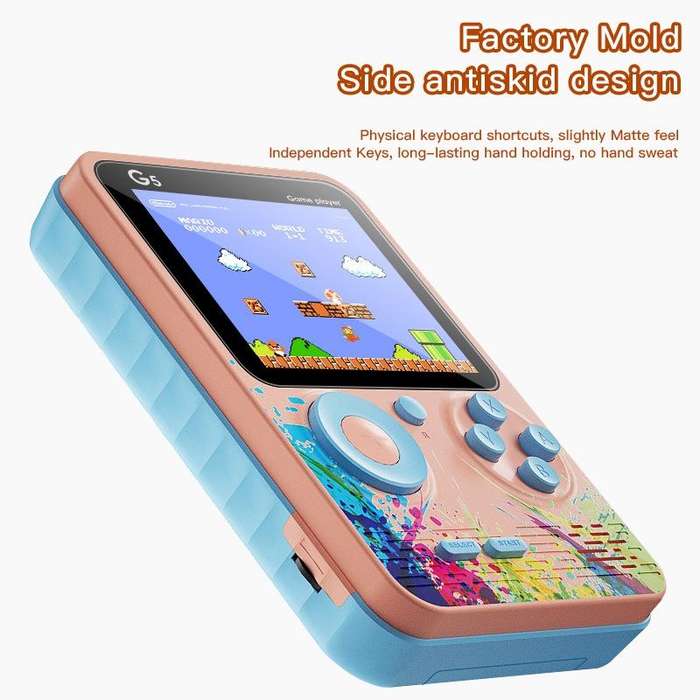 G5 Retro Children Macaron Handheld Game Console Color Screen Built-In 500 Games, Style: Single (B...