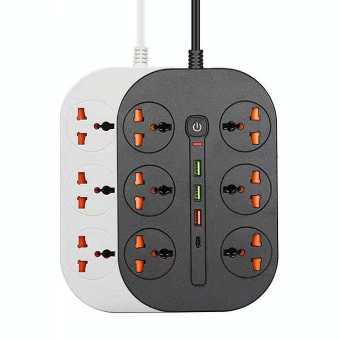 T21 PD3.0 + QC3.0 Multi Hole Row Plug 3000W High Power Socket, US Plug(Black)