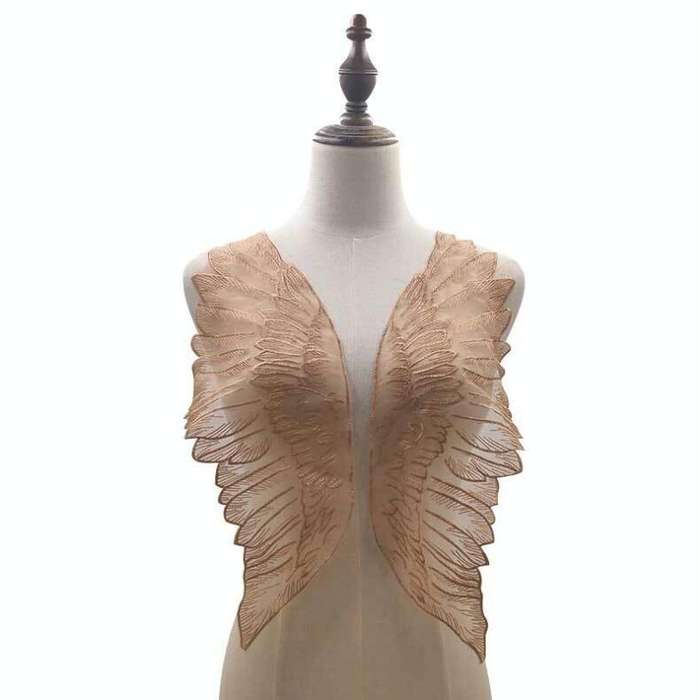 Gold 1 Pair Organza Wings Shape Embroidery DIY Clothing Accessories