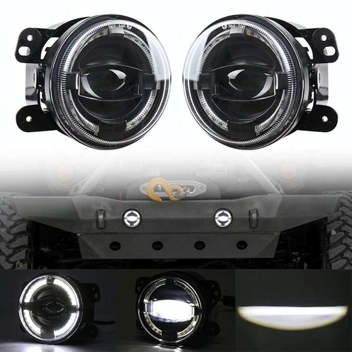 2 PCS 4 inch Car LED Angel Eyes Spotlight Modified Fog Lights for Jeep Wrangler / Dodge / Chrysle...