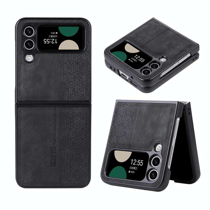 For Samsung Galaxy Z Flip4 5G AZNS 3D Embossed Skin Feel Phone Case(Black)