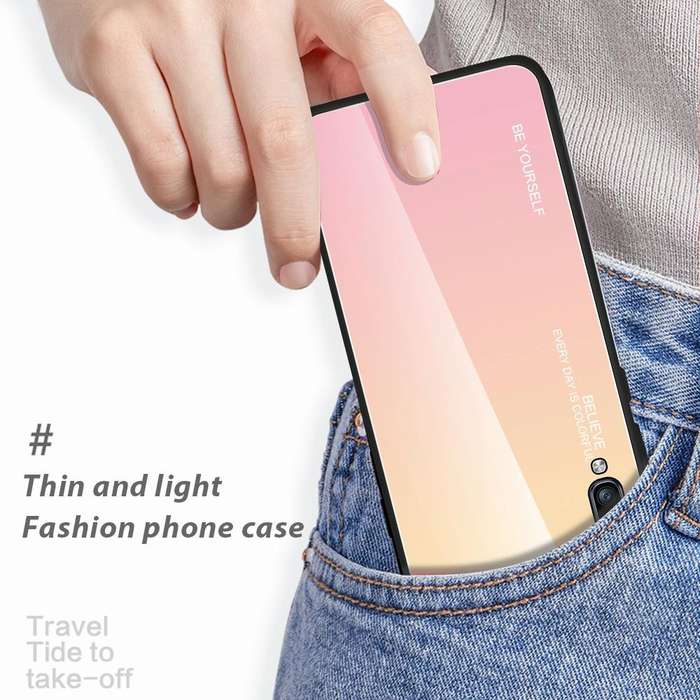 For Galaxy A70 Gradient Color Glass Case(Purple)