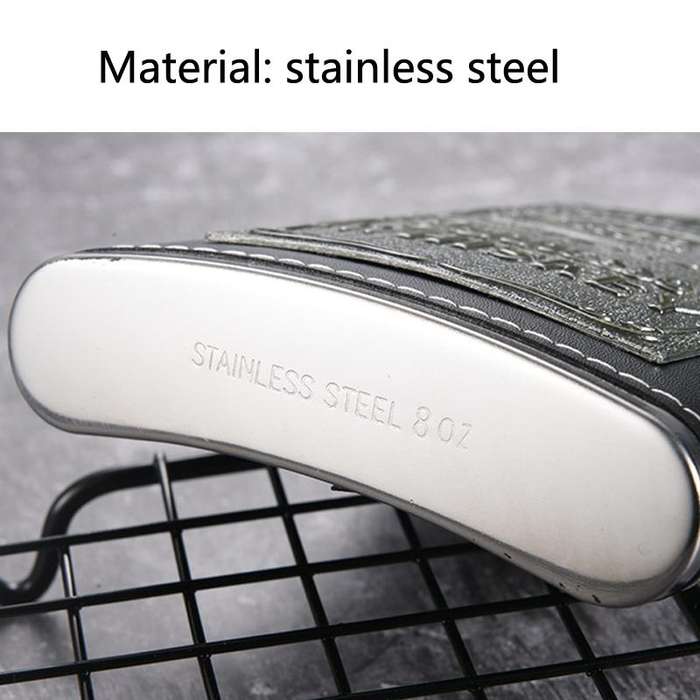 Portable Stainless Steel Hip Flask Set With Wine Glass Funnel, Style: 7OZ Yellow Leather Jack Old...