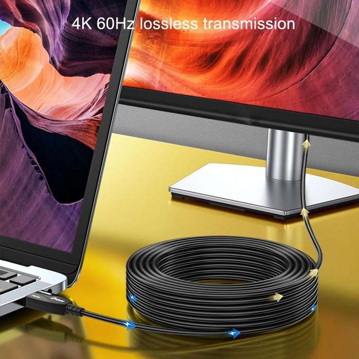DTECH HDMI 2.0 Version Fiber Optical Line 4K 60Hz Large Screen TV Engineering Wiring, Length: 25m