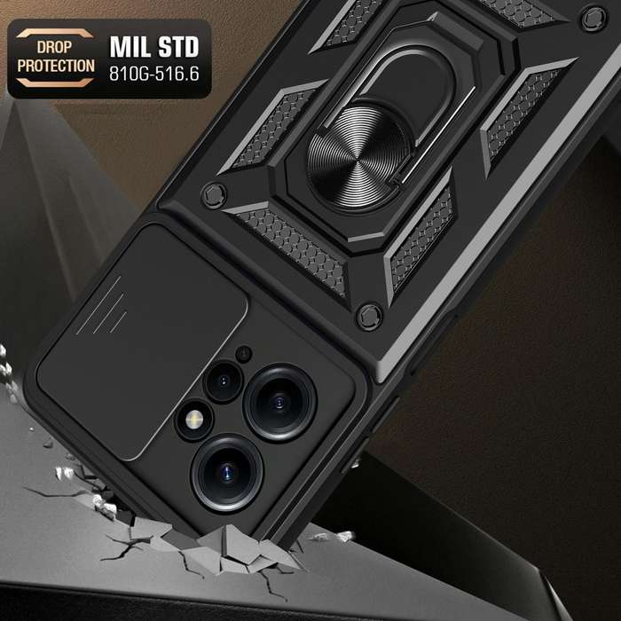 For Xiaomi Redmi Note 12 4G Global Sliding Camera Cover Design Phone Case(Black)