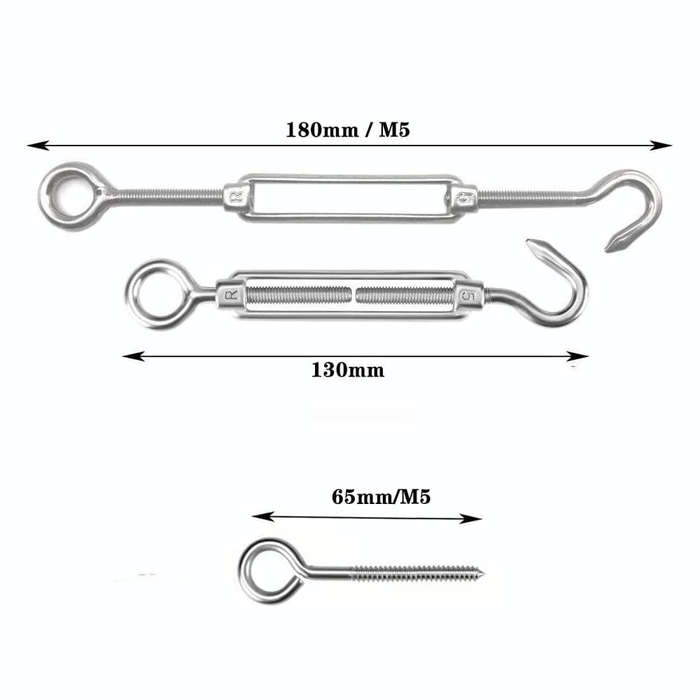 Flower Basket Screws 304 Stainless Steel Wire Rope Hook Tensioner, Specification:M14(Silver)