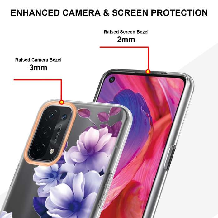 For OPPO A74 5G / A93 5G / A54 5G / A93S 5G Flowers and Plants Series IMD TPU Phone Case(Purple B...