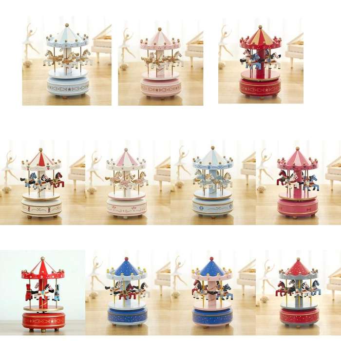 Sky City Carousel Clockwork Music Box Couples Birthday Gift(K0131 Star Blue)