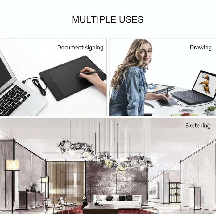 VEIKK A30 10x6 inch 5080 LPI Smart Touch Electronic Graphic Tablet, with Type-c Interface