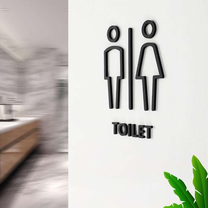 19 x 14cm Personalized Restroom Sign WC Sign Toilet Sign,Style: Tie-Black Separate