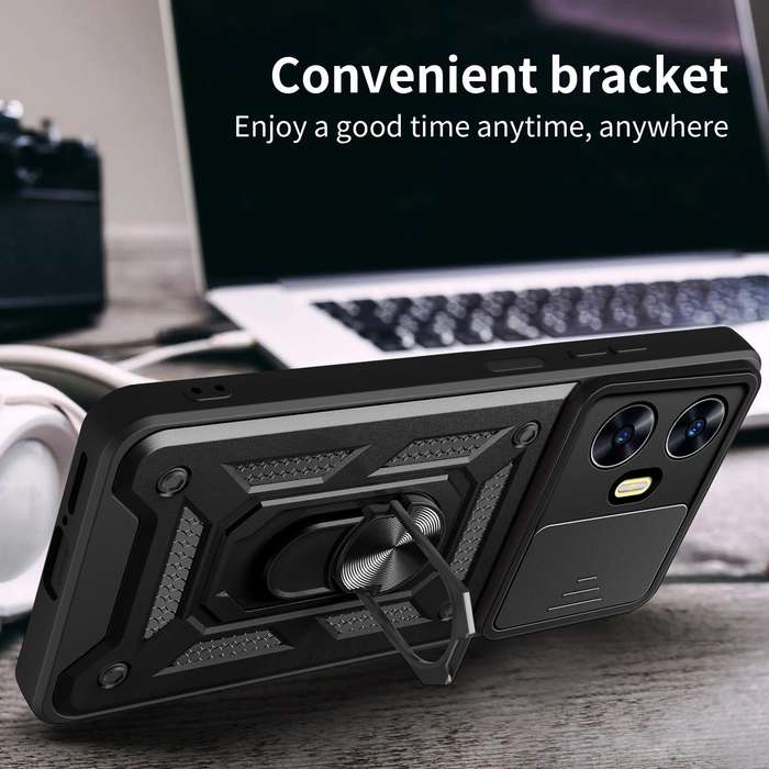 For Realme C55 4G Sliding Camera Cover Design TPU+PC Phone Case(Green)