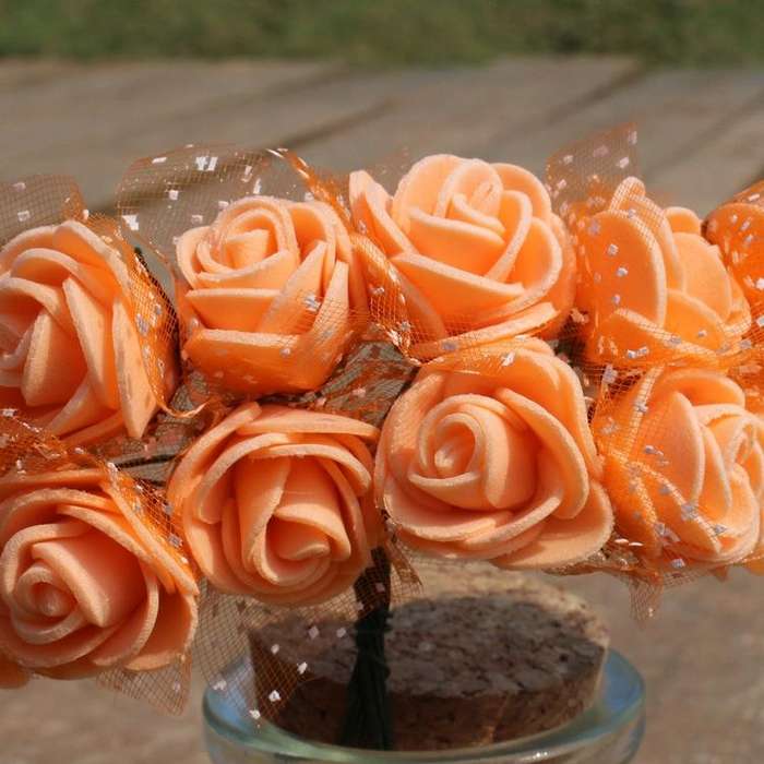DIY Mini Foam Rose Artificial Flower Bouquet Multicolor Rose Wedding Flower Decoration Scrapbooki...