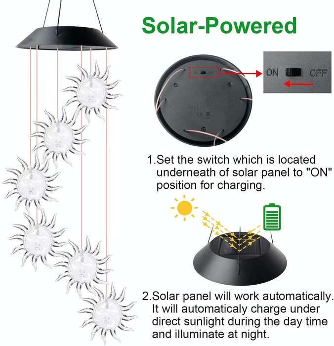 Outdoor Colorful LED Solar Wind Chime Light Garden Park Decorative Waterproof Light(Black Shell S...