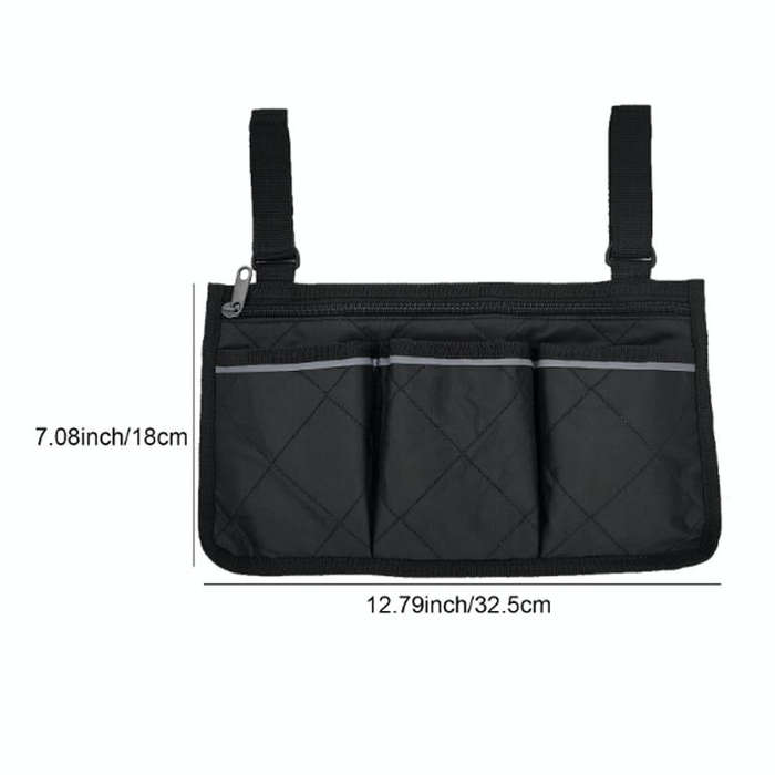 Walking Aid Wheelchair Armrest Side Storage Bag Car Storage Hanging Bag(Red Wine)
