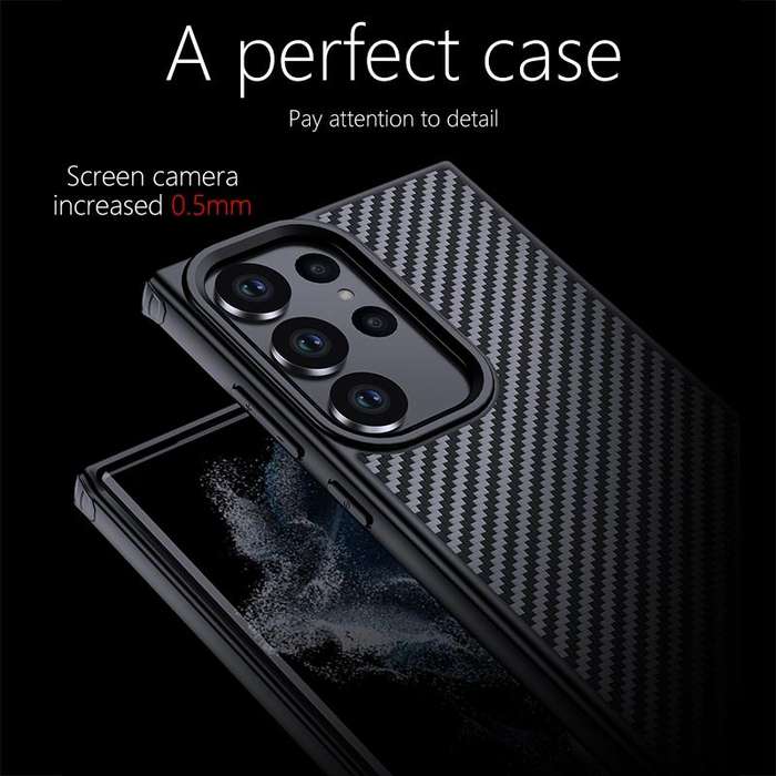 For Samsung Galaxy S23 Ultra 5G wlons Magsafe Carbon Fiber Kevlar TPU Phone Case(Black)