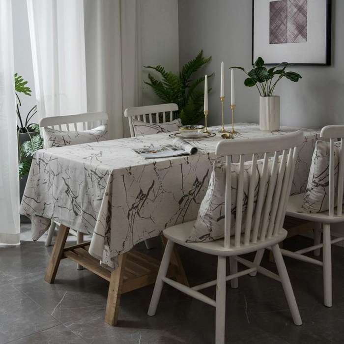 Marble Pattern Minimalist Tablecloth Cover Table Cloth Cotton Linen Dust-proof Cabinet Cloth, Siz...