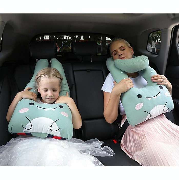 8146 Cartoon Adjustable Car Children Sleep Safety Belt U-shaped Neck Pillow(Gray Totoro)