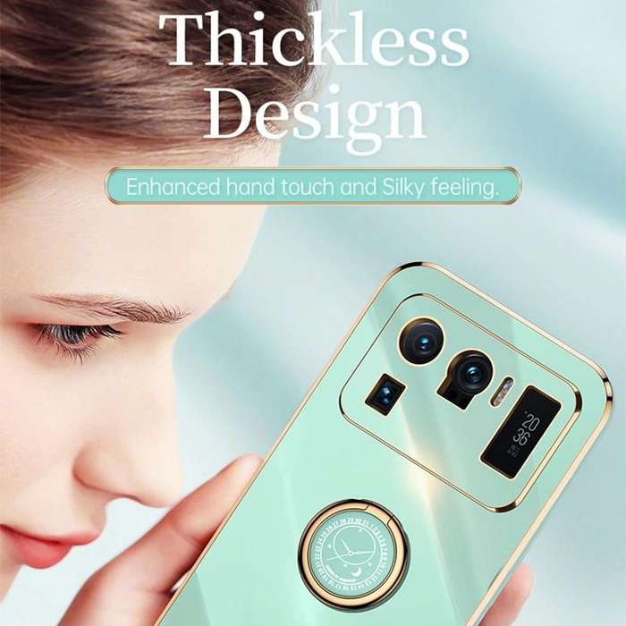 For Xiaomi Mi 11 Ultra XINLI Straight 6D Plating Gold Edge TPU Shockproof Case with Ring Holder(B...