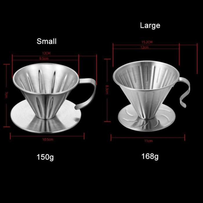Double-layer Stainless Steel Pour-over Coffee Filter, Size: Small