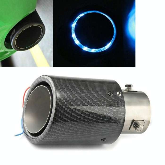 Car Modification Carbon Fiber Luminous Tail Throat LED Lights Modified Car Exhaust Pipe Spitfire ...