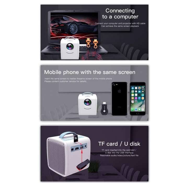 Q2 LED 1080P Mini Portable Projector Children Projector, Plug Type:AU Plug(Blue White)