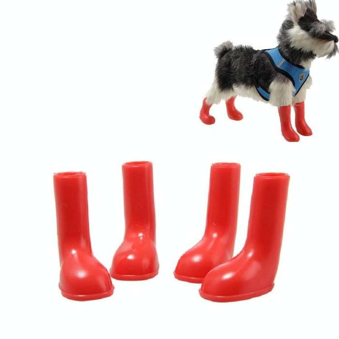 4 PCS/Set Pet Rain Boots Waterproof Non-slip Dog Shoes, Size:M(Red)
