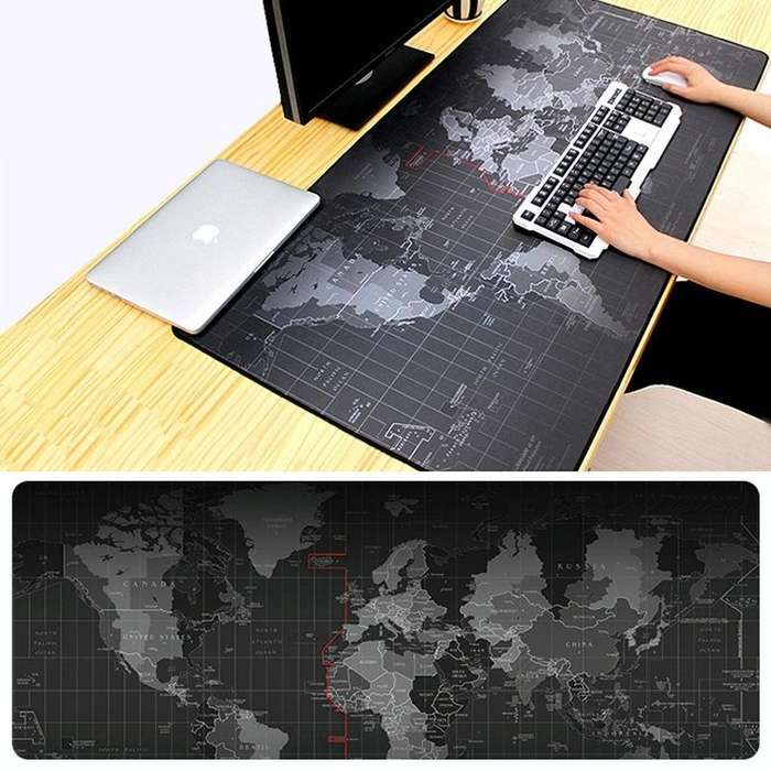 Extended Large Anti-Slip World Map Pattern Soft Rubber Smooth Cloth Surface Game Mouse Pad Keyboa...