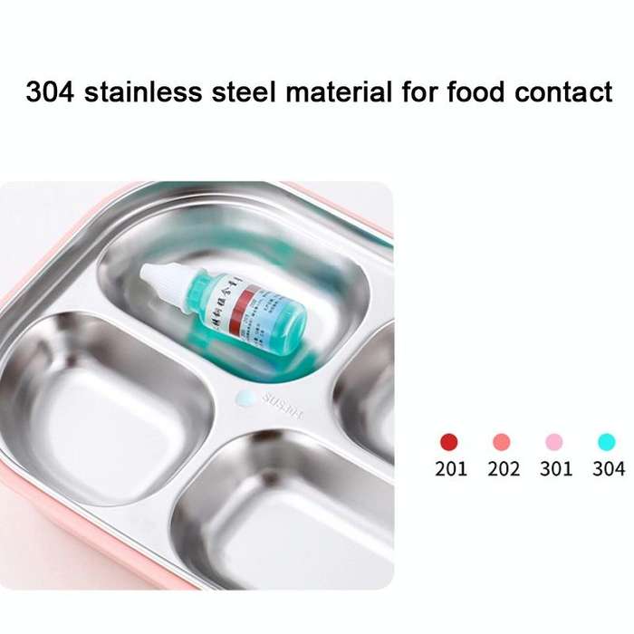 304 Stainless Steel Lunch Box Leakproof Insulated Student Dormitory Bento Box, Spec: 4 Grid Black