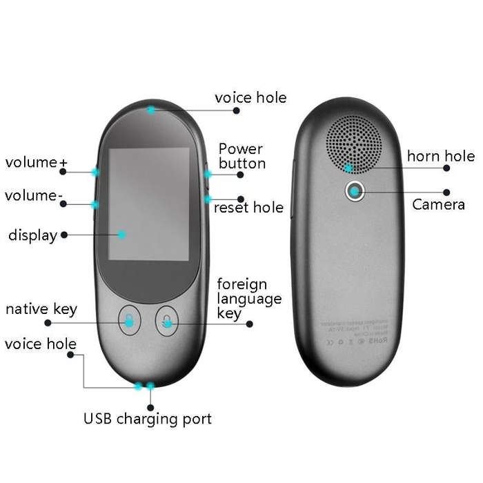 Travel Simultaneous Translator Scanning Recording Intelligent Voice Translator(Black)