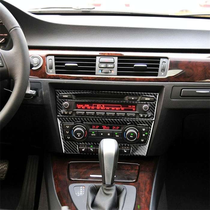 Carbon Fiber Car Central Control CD Panel Decorative Sticker for BMW E90 / E92 2005-2012, Non Nav...