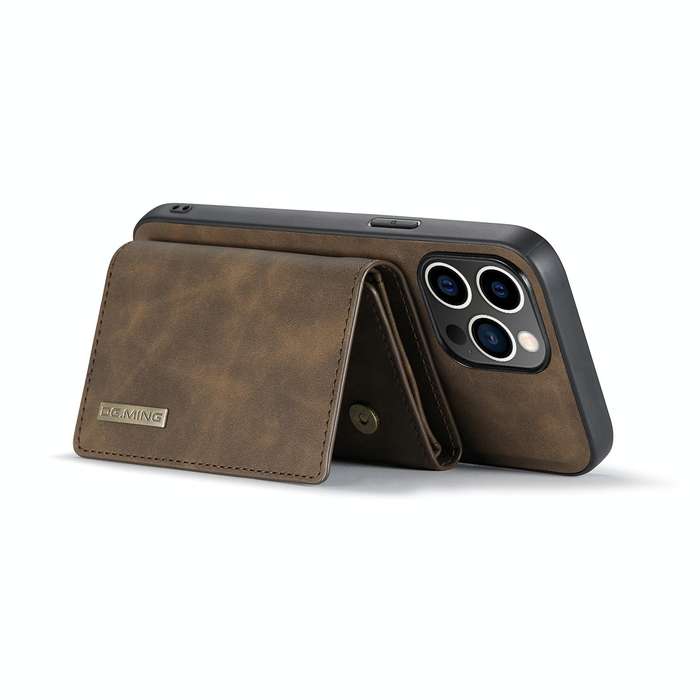 For iPhone 14 Pro DG.MING M1 Series 3-Fold Multi Card Wallet Leather Case(Coffee)