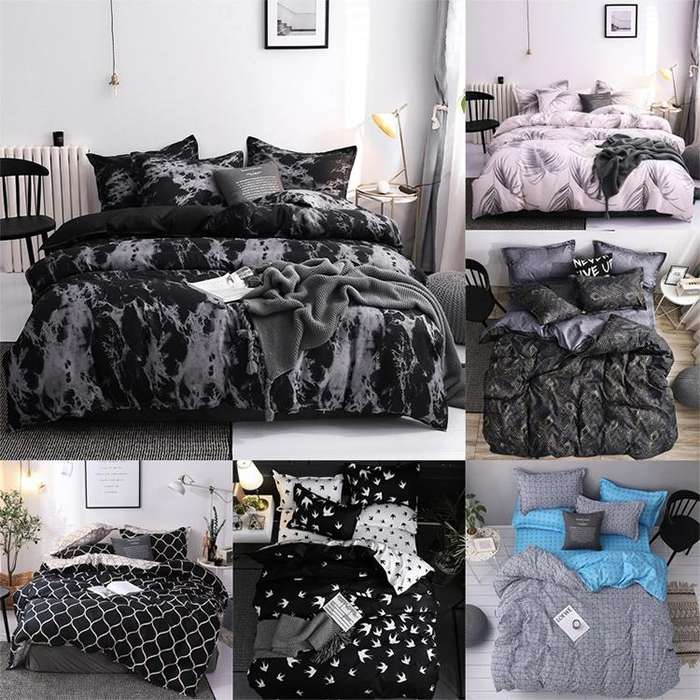 Luxury Bedding Black Marble Pattern Set Sanded Printed Quilt Cover Pillowcase, Size:150x200cm(Col...