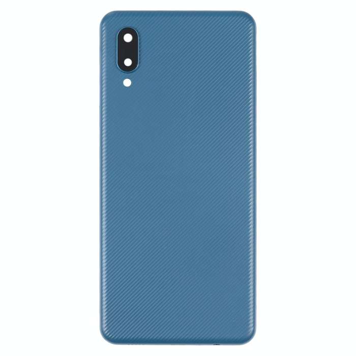 For Samsung Galaxy A02 Battery Back Cover with Camera Lens Cover (Blue)