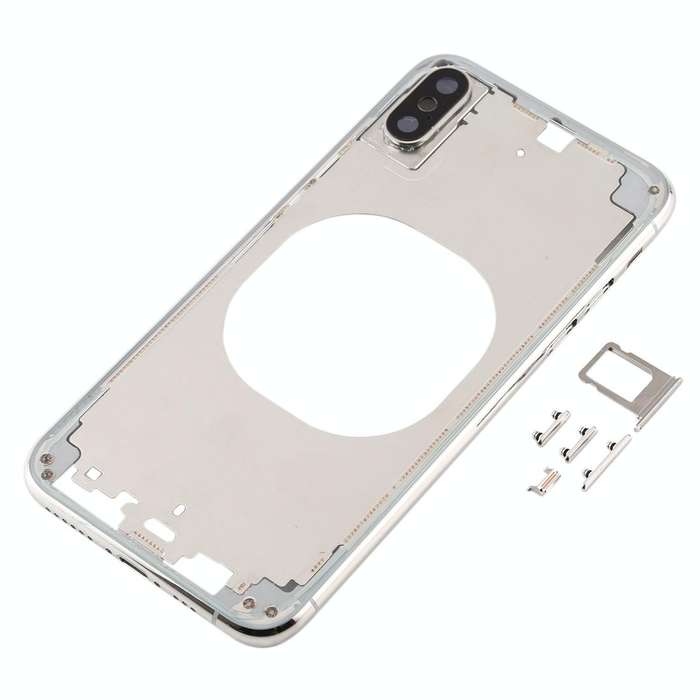 Transparent Back Cover with Camera Lens & SIM Card Tray & Side Keys for iPhone XS(White)