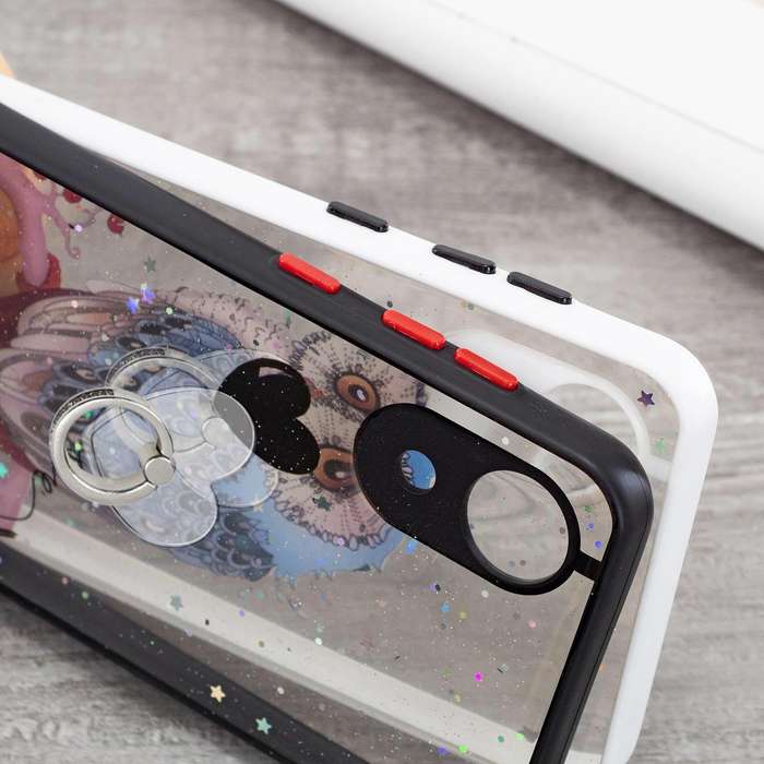 For Samsung Galaxy A03 Core Starry Sky Epoxy TPU Phone Case with Ring Holder(Owl)