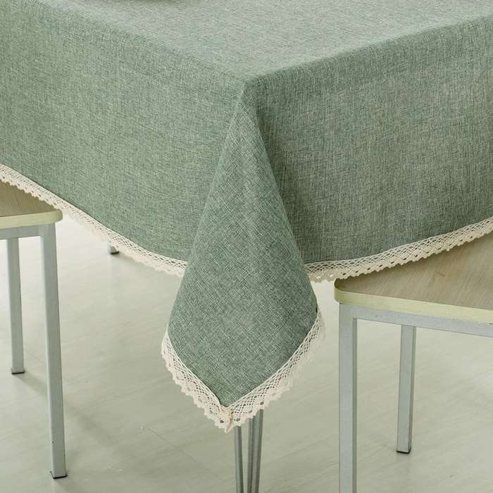 Decorative Tablecloth Imitation Linen Lace Table Cloth Dining Table Cover, Size:90x90cm(Dark Brown)