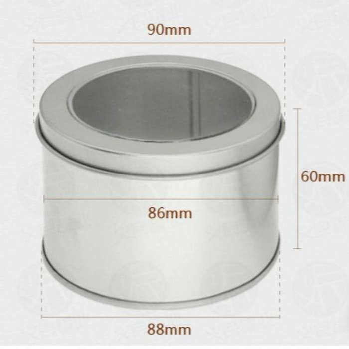 Deep Round Skylight Transparent Window Top Cover Tin Box Food Tea Can Baking Cake Box, Size:9cm x...