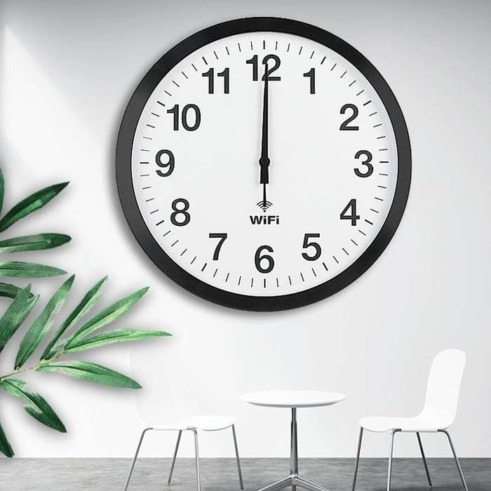 Smart Network Automatic Time Synchronization Wifi Wall Clock Modern Minimalist Silent Living Room...