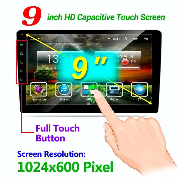 HD 9 inch Universal Car Android 8.1 Radio Receiver MP5 Player, Support FM & Bluetooth & TF Card &...