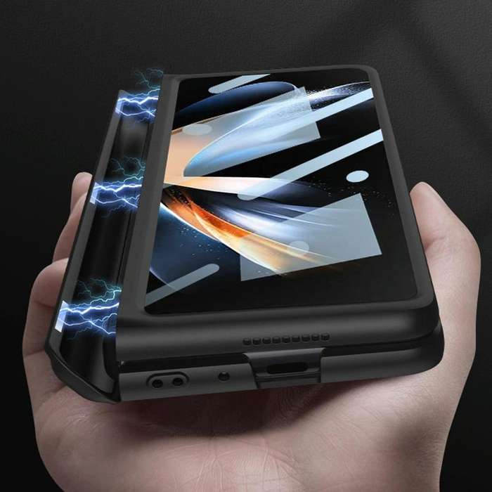 For Samsung Galaxy Z Fold4 GKK Magnetic Hinge Flip Phone Case with Holder & Pen Slot(Wine Red)