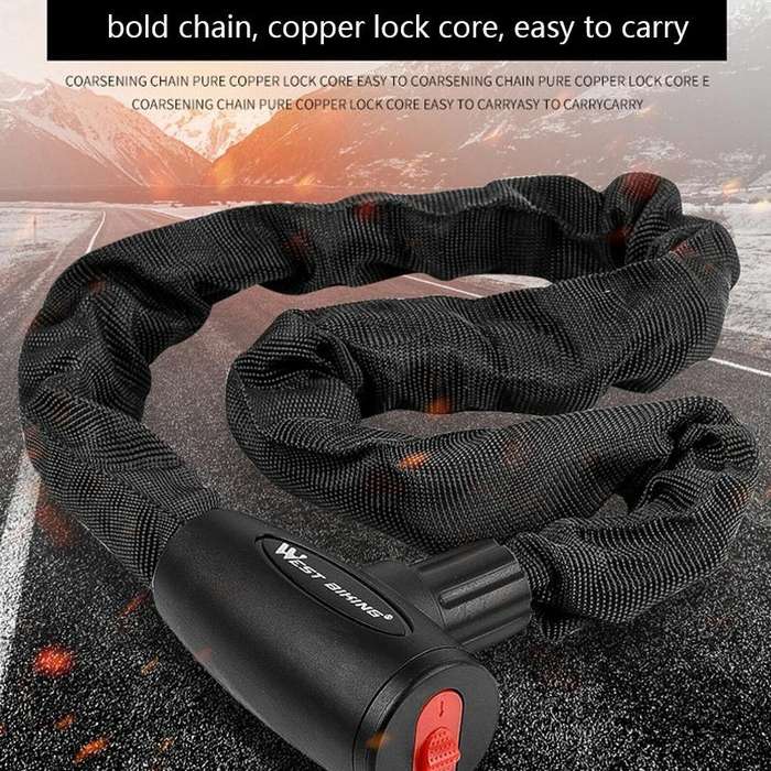 WEST BIKING 0705042 Bicycle Anti-Theft Key Lock Mountain Bike Motorcycle Chain Lock, Specificatio...