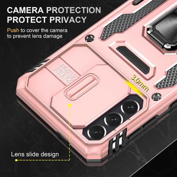 For Samsung Galaxy S21 5G Armor PC + TPU Camera Shield Phone Case(Rose Gold)