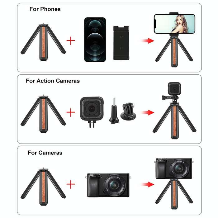 PULUZ Inlaid Wood Desktop Vlogging Live Tripod Holder (Black)