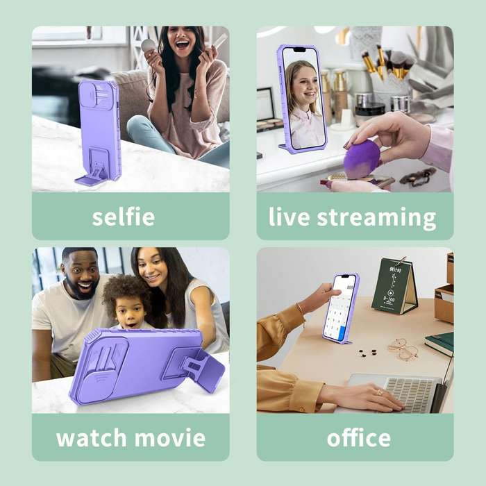 For Samsung Galaxy Note20 Ultra Stereoscopic Holder Sliding Camshield Phone Case(Purple)