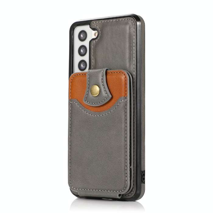 For Samsung Galaxy S21 FE 5G Soft Skin Leather Wallet Bag Phone Case(Grey)