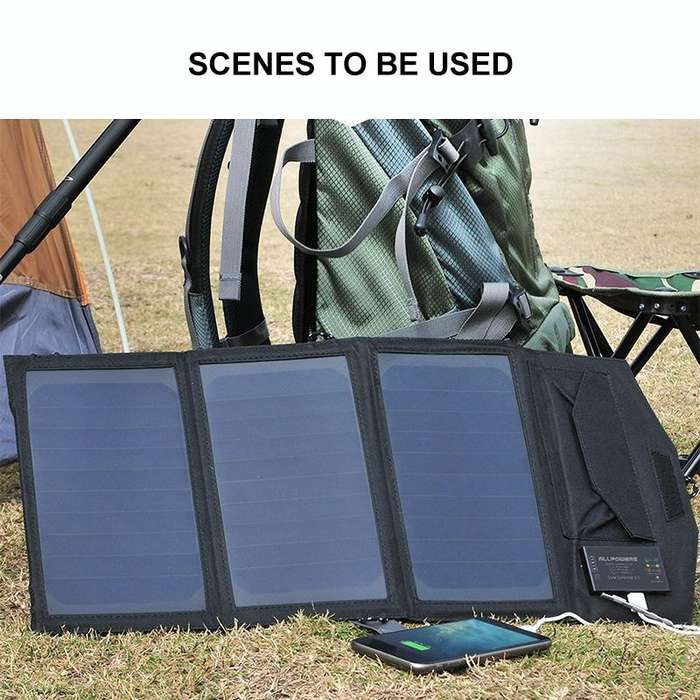 ALLPOWERS Solar Battery Charger Portable 5V 15W Dual USB+ Type-C Portable Solar Panel Charger Out...